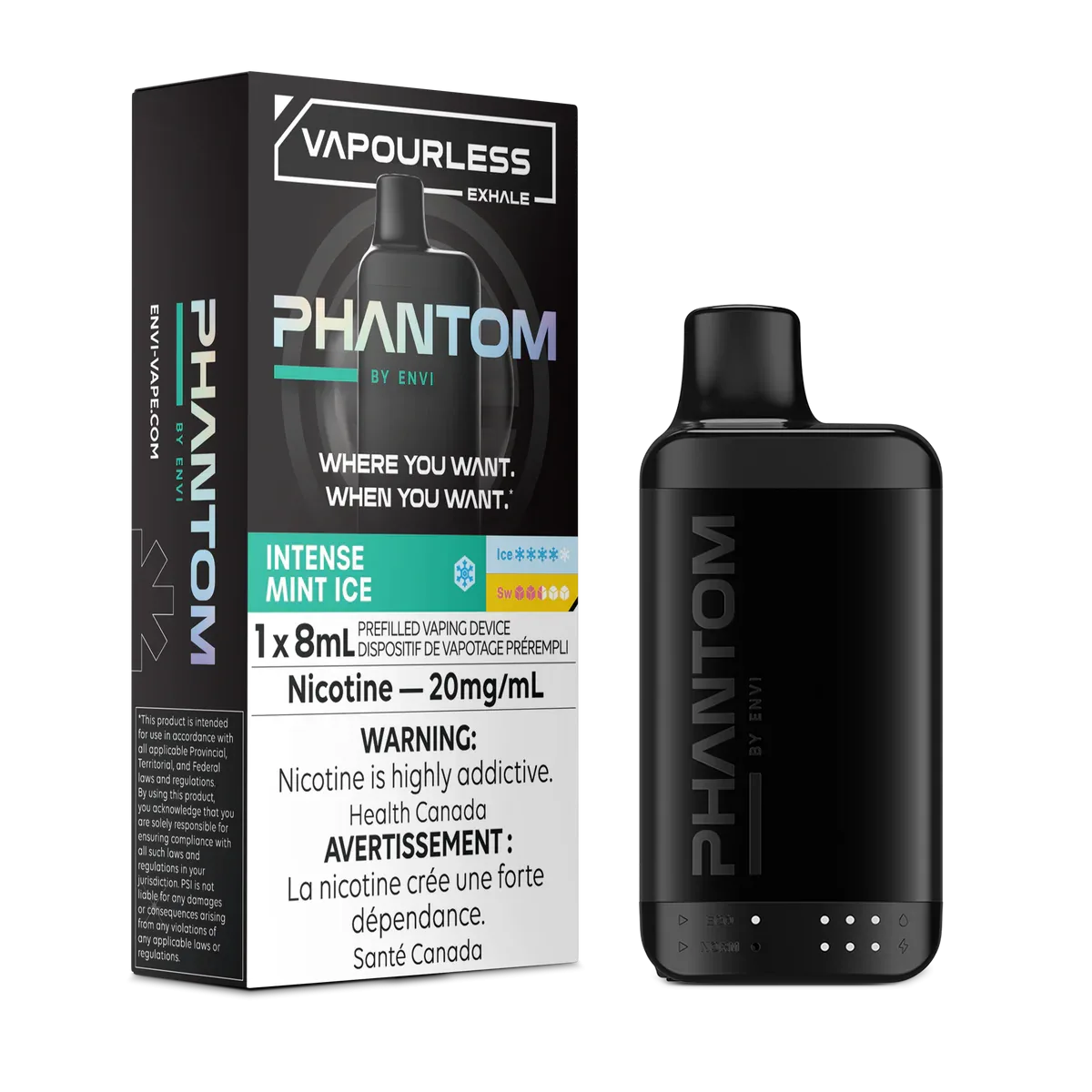 Phantom Vapourless Exhale Disposable by Envi – Intense Mint Ice (Sold Individually)