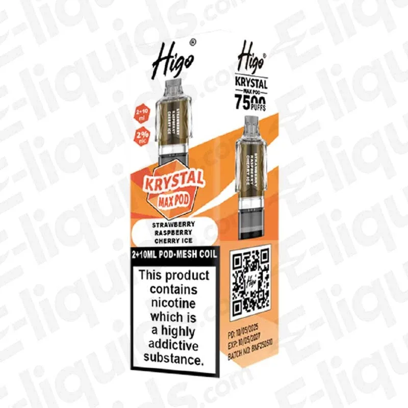 Higo Krystal Max Strawberry Raspberry Cherry Ice Prefilled Pods