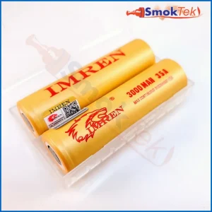 Imren Yellow IMR 18650 3000mAh 35A 3.7v Battery Flat-Top - 2 Pack