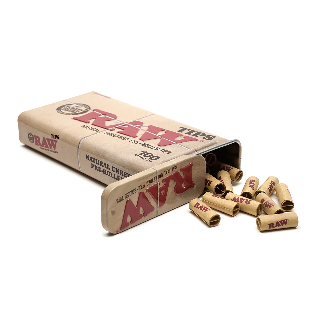 RAW Metal Tin with Pre-Rolled Tips (100 Pack)