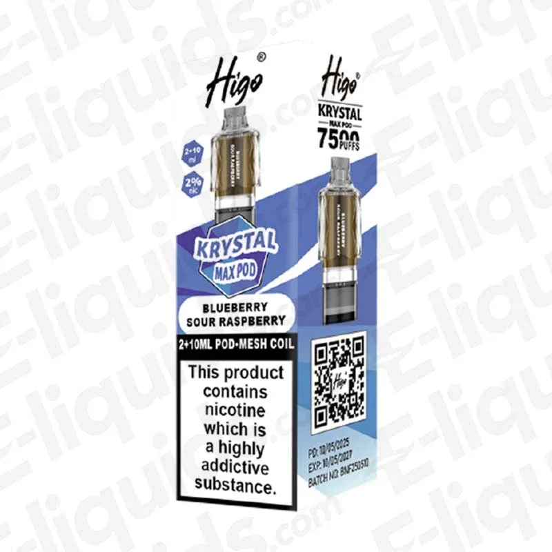 Higo Krystal Max Blueberry Sour Raspberry Prefilled Pods