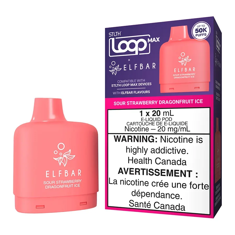 STLTH Loop Max X Elf Bar E-Liquid Pod Pack - Sour Strawberry Dragonfruit Ice 20ml