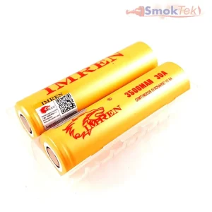 Imren Yellow IMR 18650 3500mAh 30A 3.7v Battery Flat-Top - 2 Pack