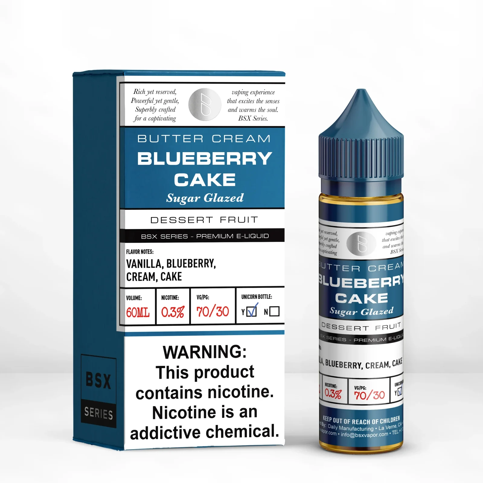 BSX Vapor Salt Nic E-Liquid - Blueberry Cake - 30ml