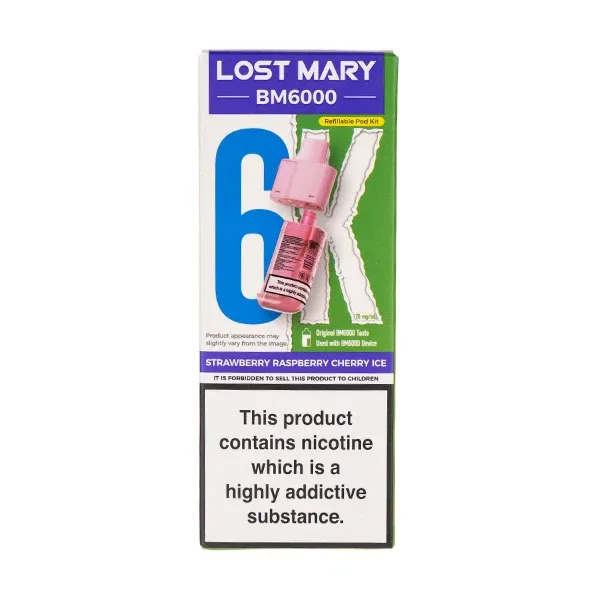 Strawberry Raspberry Cherry Ice BM6000 Prefilled Pod + Refill by Lost Mary