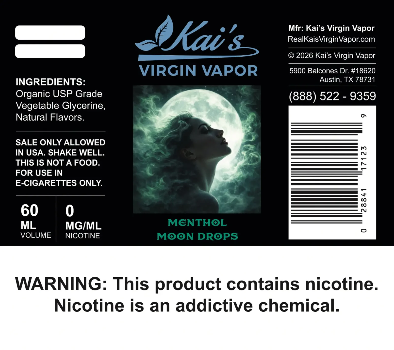 Menthol Moon Drops Vape Juice | Clean, Lab-Tested | Kai’s Virgin Vapor - Image 2