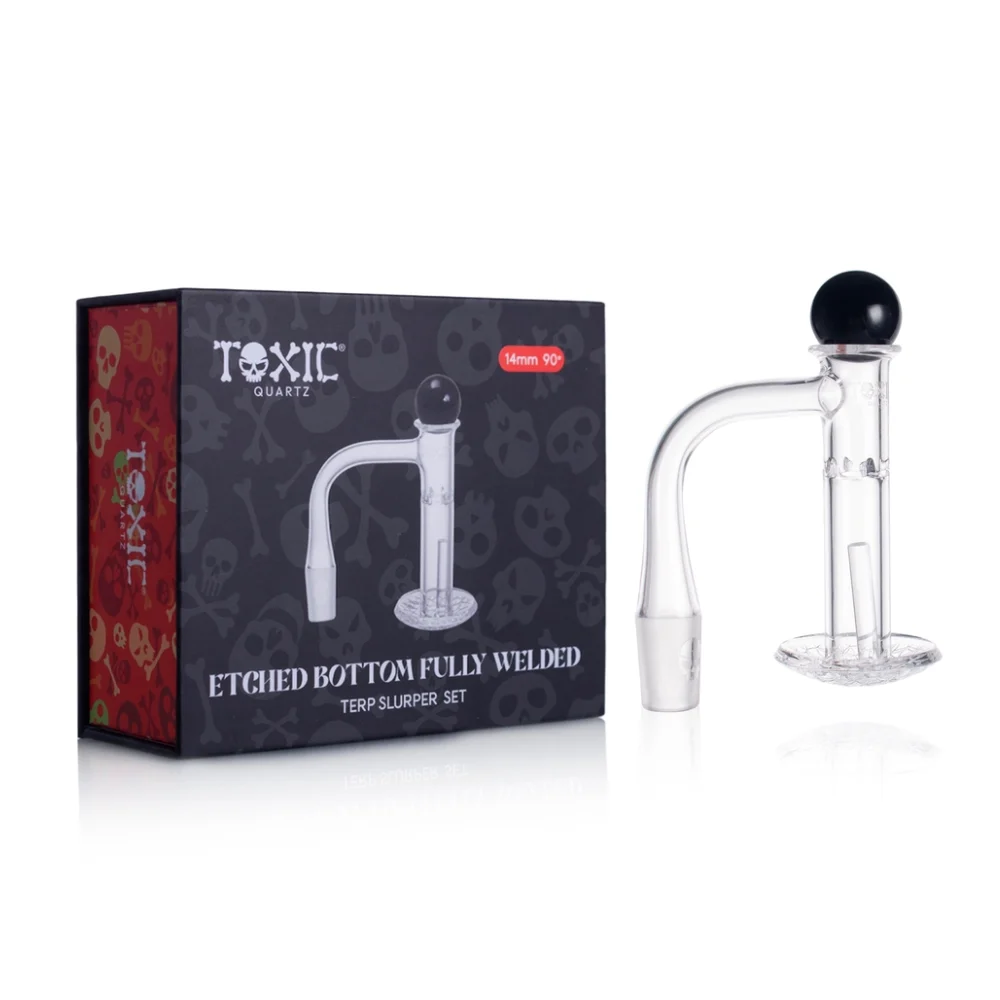 MKGlass TXQB3 Toxic Quartz 14MM 90° Etched Bottom Fully Welded Terp Slurper Set