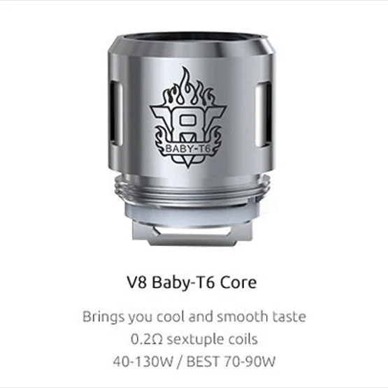 SMOK V8 Baby - T6 Sextuple Core Replacement Coils - 5 Pack