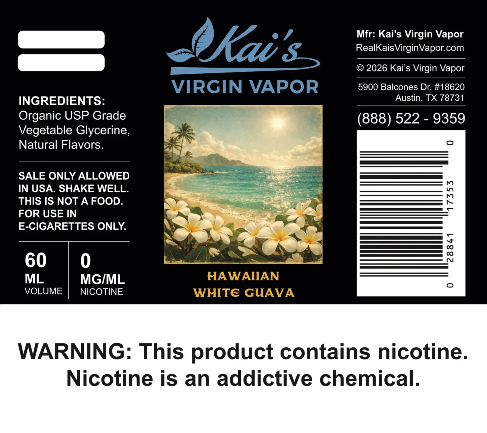 Hawaiian White Guava Vape Juice | Clean, Lab-Tested | Kai’s Virgin Vapor - Image 2