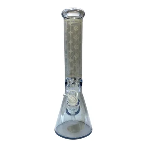 Glass Beaker Bong -14" Lv Pattern (7mm) - Asst Colours (v17)