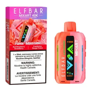 Elf Bar MixArt 40K Disposable Vape Device - Red Raspberry Strawberry 20ml