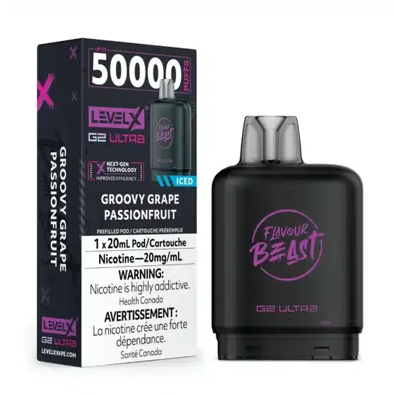 Level X Flavour Beast G2 Ultra Groovy Grape Passionfruit Iced (6/box)