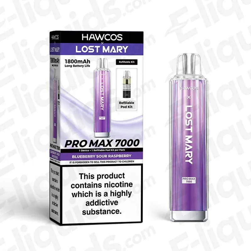 HAWCOS x Lost Mary Pro Max 7000 Blueberry Sour Raspberry Prefilled Pod Kit - Image 2