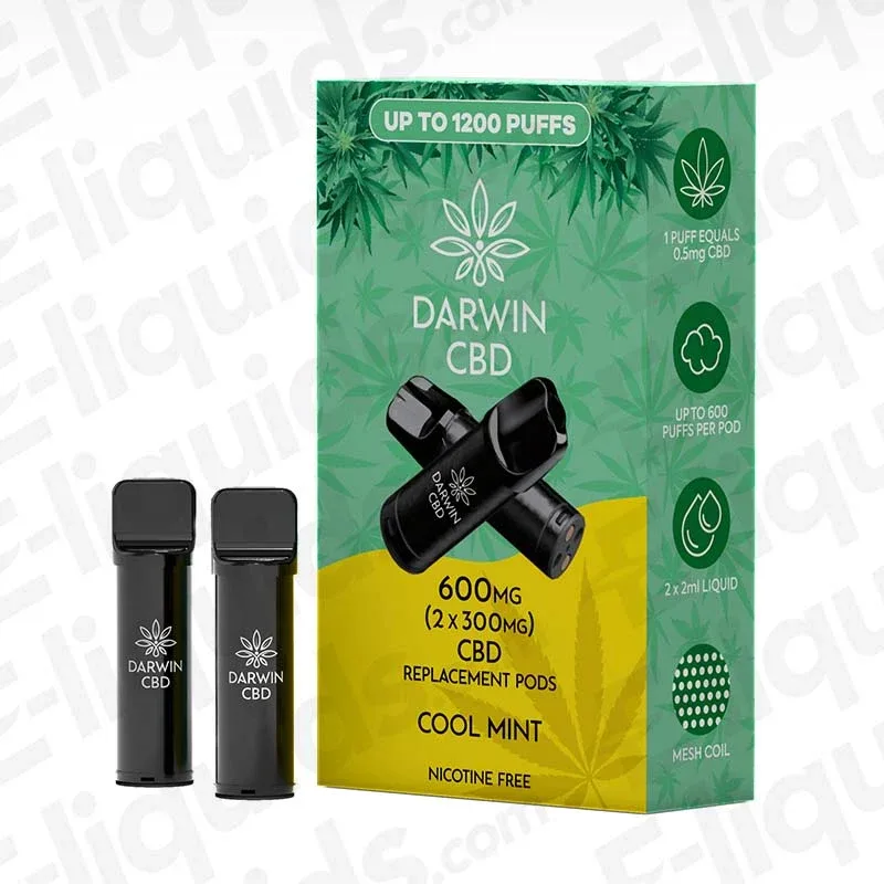 Darwin CBD 600mg Cool Mint (2 x 300mg) Prefilled Pod