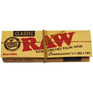 RAW Connoisseur Classic 1 1/4 Rolling Papers + Tips