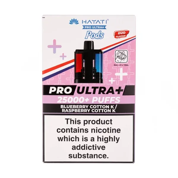 Blueberry Cotton K/Raspberry Cotton K Pro Ultra Plus 25k Prefilled Pod + Refill by Hayati