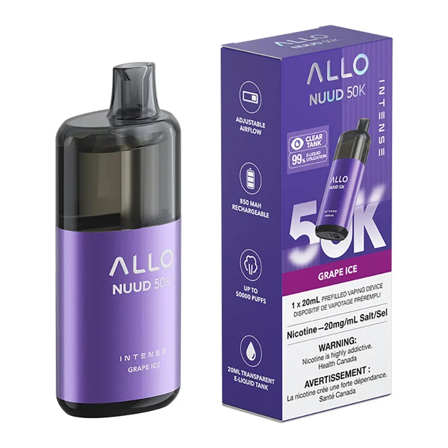 Allo Intense Nuud 50K Disposable Vape Device - Grape Ice 20ml