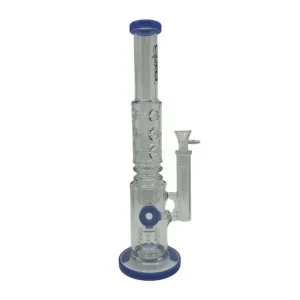 16" Tall Clover Glass Water Pipe Circle Percolator with Ice Catchers