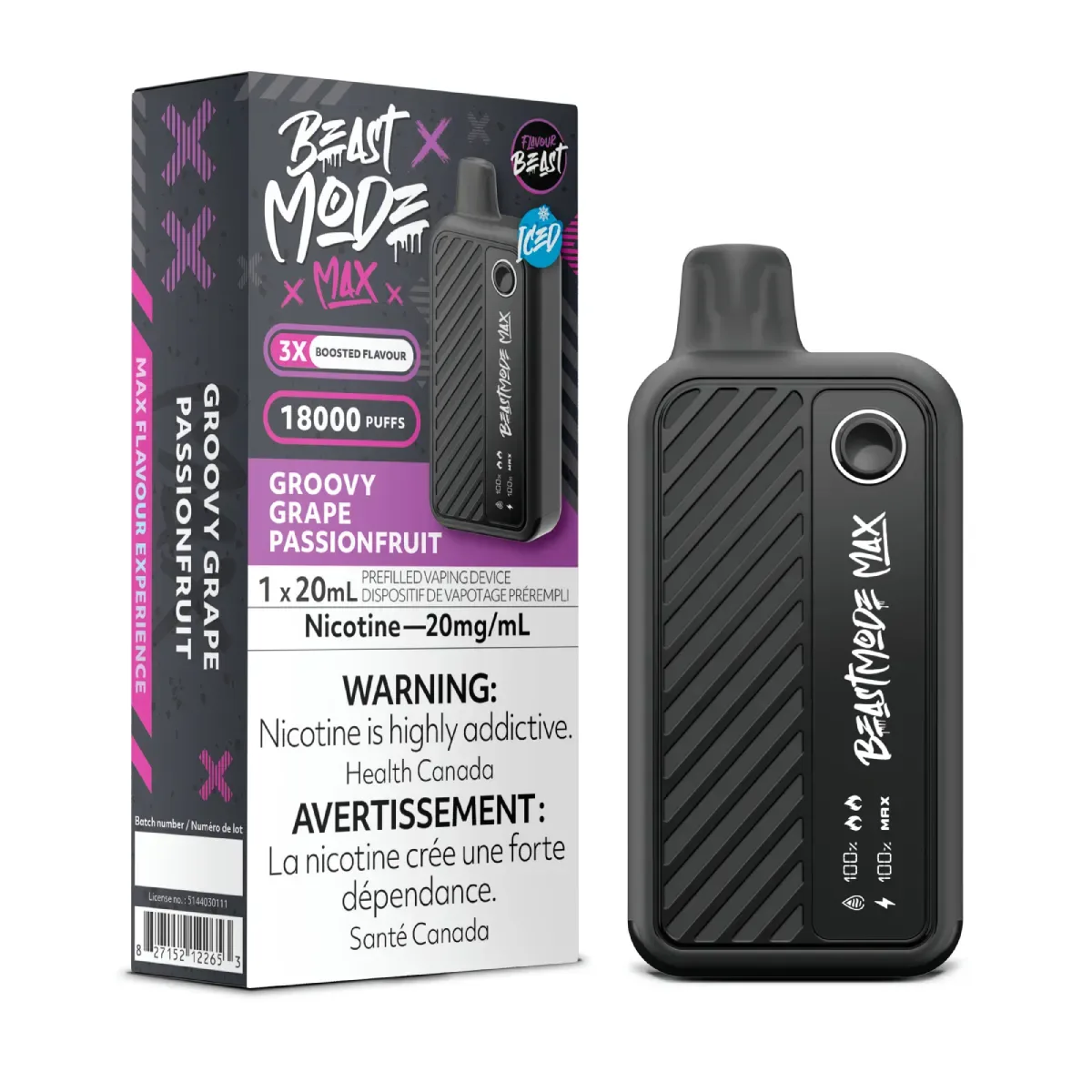 Flavour Beast Beast Mode Max 18K Disposable Groovy Grape Passionfruit Iced