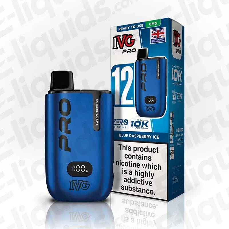 IVG Pro 12 0mg Blue Raspberry Ice Prefilled Pod Kit