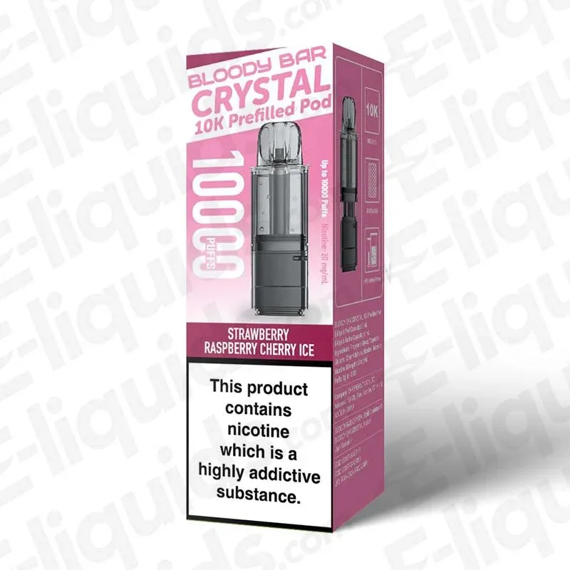 Bloody Bar Crystal 10K Strawberry Raspberry Cherry Ice Prefilled Pod