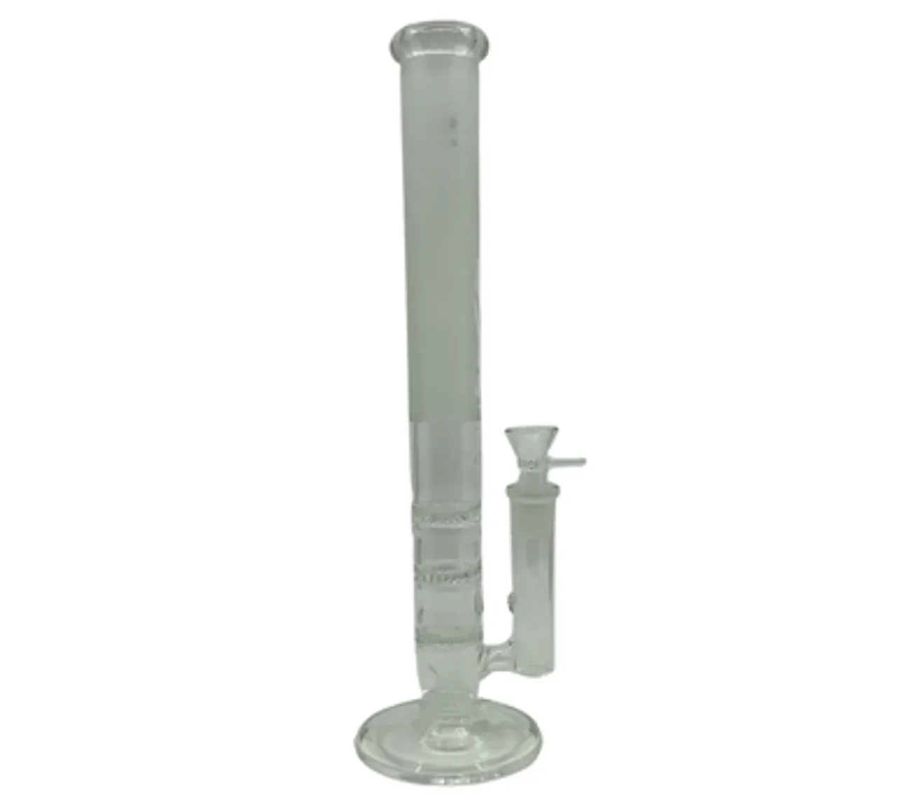 Thin Glass Water Pipe with Honeycomb Discs and Ghost Face (14.5 in)