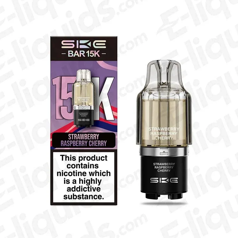 SKE Bar 15K Strawberry Raspberry Cherry Ice Prefilled Pods