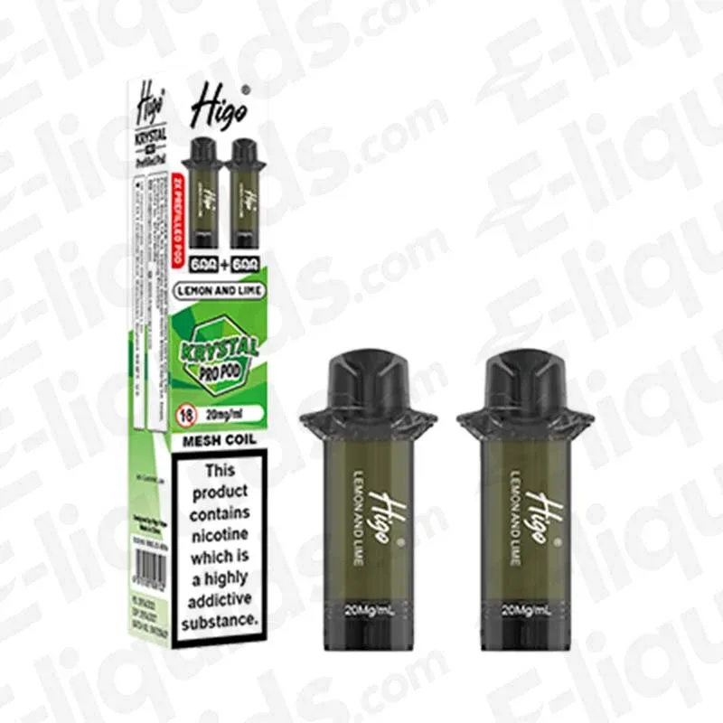 Higo Krystal Pro 600 Lemon & Lime Prefilled Pods 2 Pack