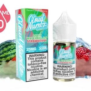 Sour Watermelon Strawberry ICED CLOUD NURDZ SALTS 30ml