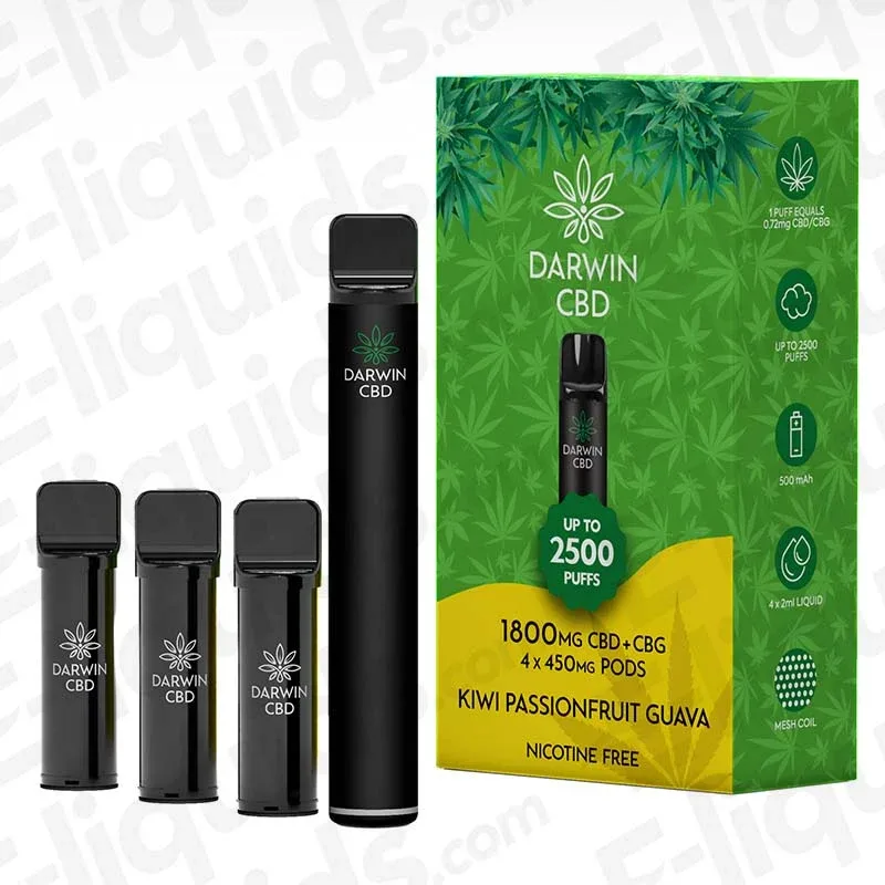 Darwin CBD+CBG 1800mg Kiwi Passionfruit Guava Prefilled Pod Kit
