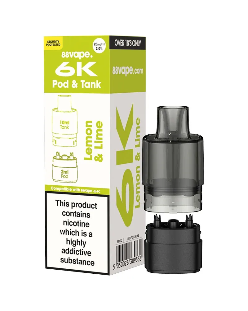 88Vape 6K Lemon Lime Refill Pack