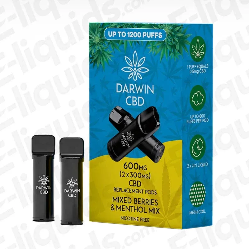Darwin CBD 600mg Mixed Berries & Menthol Mix (2 x 300mg) Prefilled Pod