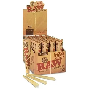 Raw Cones Rolling Papers 1.25 in 6-Cone Pack - 32pc Display