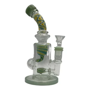 9.5" Color Swirl Recycler Glass Water Pipe with Showerhead