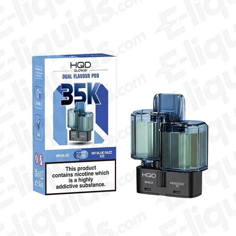 HQD Glow Air 35K Mr Blue-Mr Blue Razz Ice Prefilled Pod