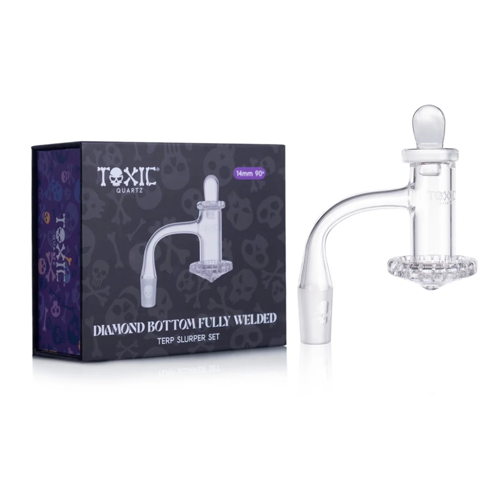MKGlass TXQB6 Toxic Quartz 14MM 90° Diamond Bottom Fully Welded Terp Slurper Set