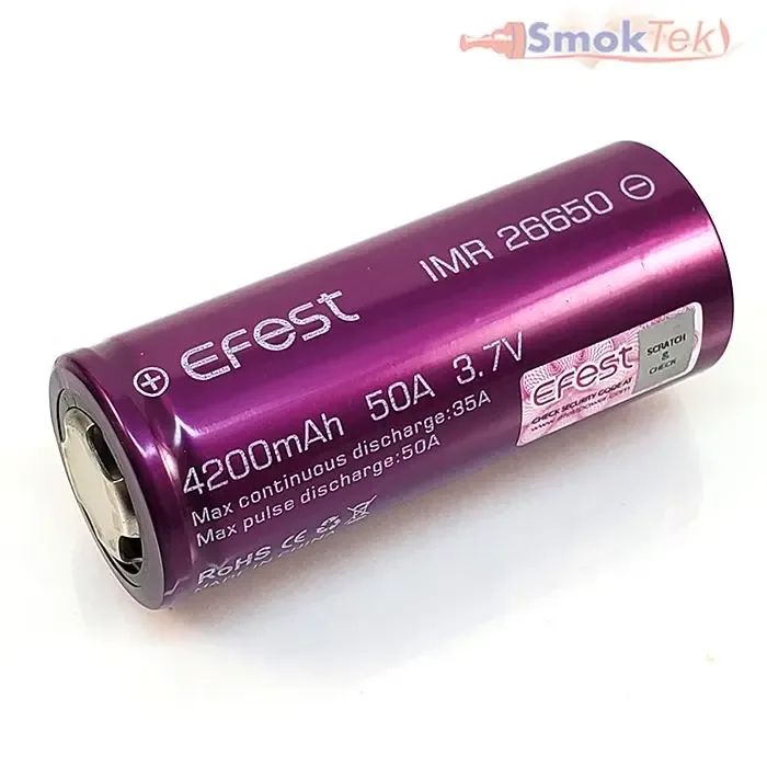Efest Purple IMR26650 4200mAh 3.7V 50A High Drain Battery - Flat Top