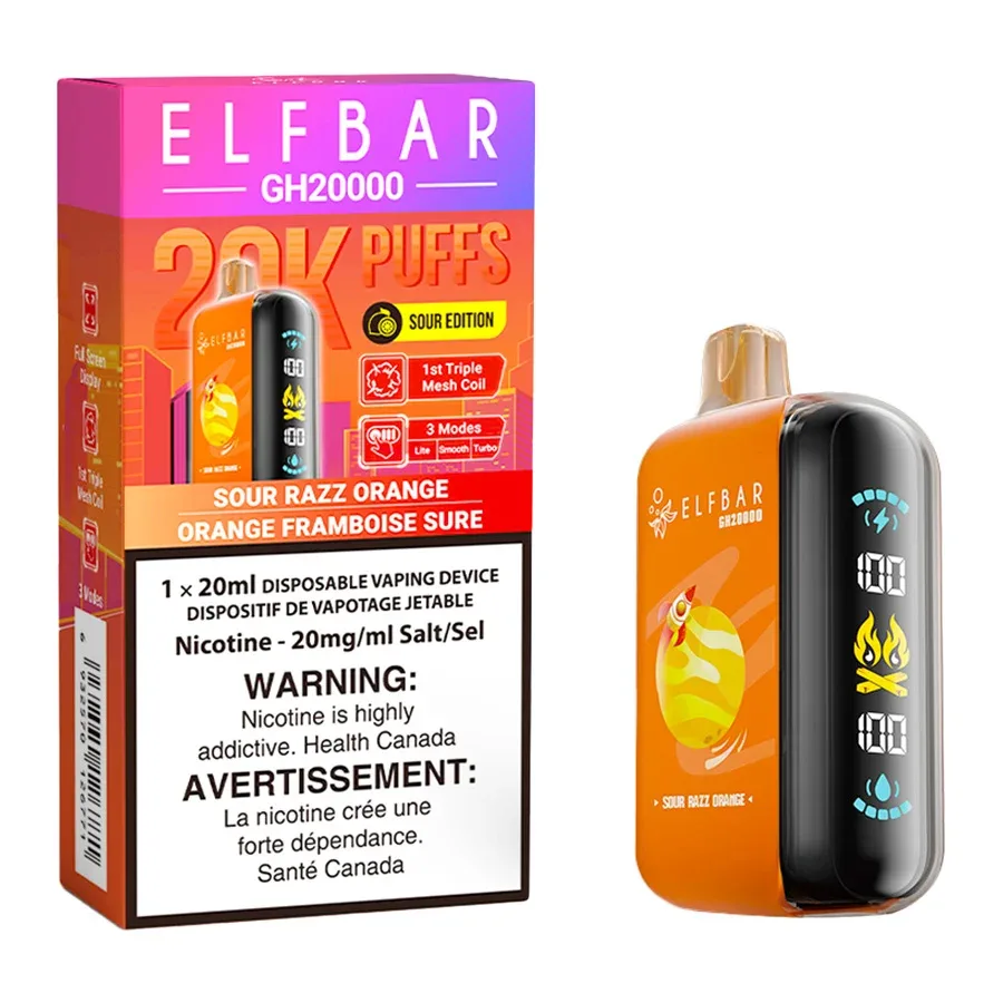Elf Bar GH20K Disposable Vape Device - Sour Razz Orange 20ml