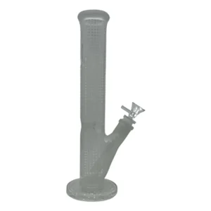 Straight Glass Water Pipe with Embossed Designs and Honeybee (12 in)