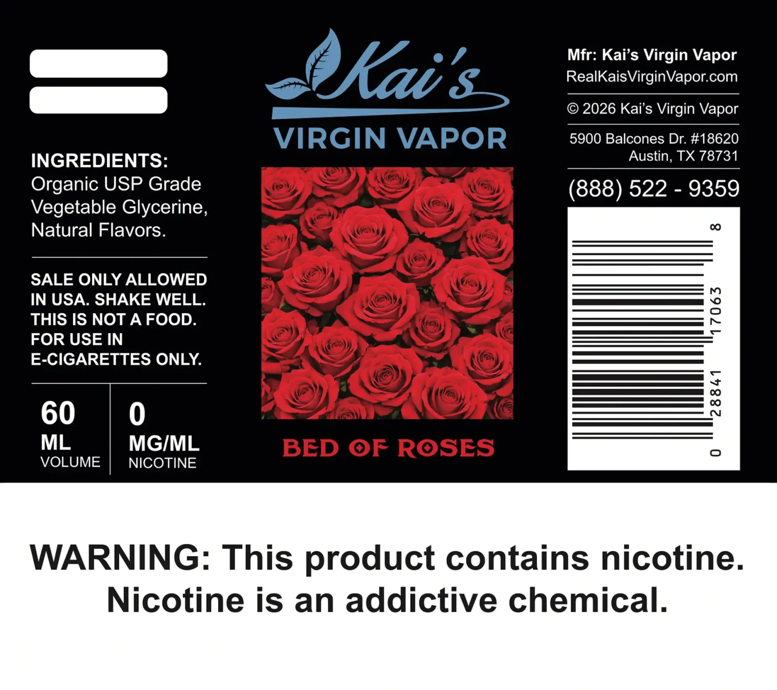 Bed of Roses Vape Juice | Clean, Lab-Tested | Kai’s Virgin Vapor - Image 2