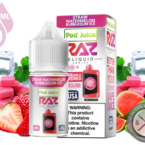 Straw Watermelon Bubblegum Ice Pod Juice x RAZ Salt 30ml