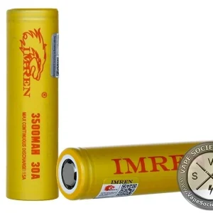 IMREN 18650 3.7V 3500mAh 30A Flat Top Battery (Pack of 2)