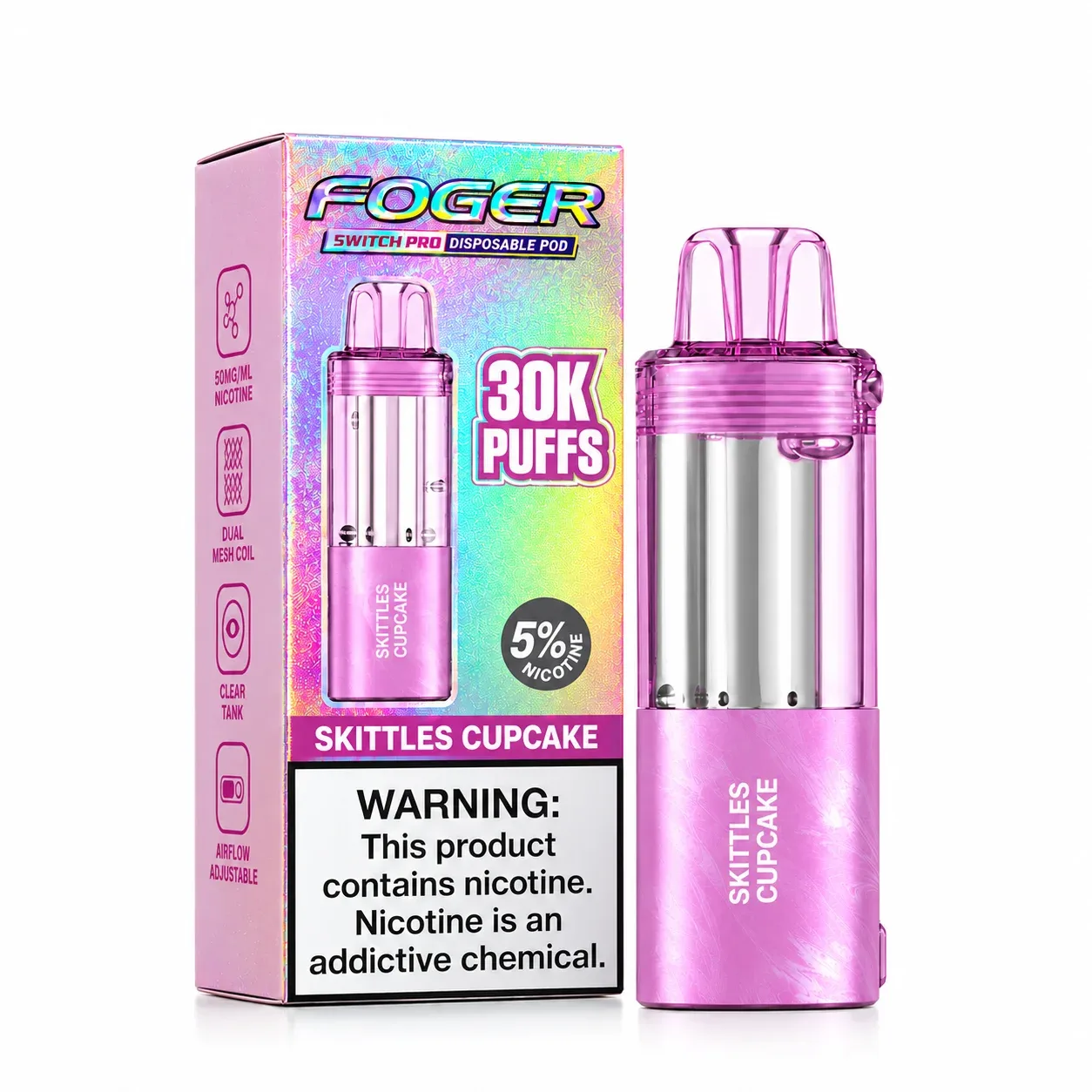 Skittles Cupcake - Foger Switch Pro 30K Disposable Pod