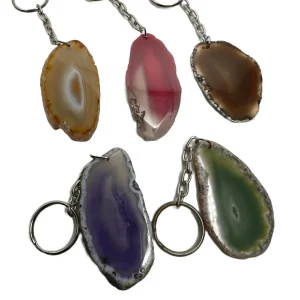 Sliced Geode Agate Keychain