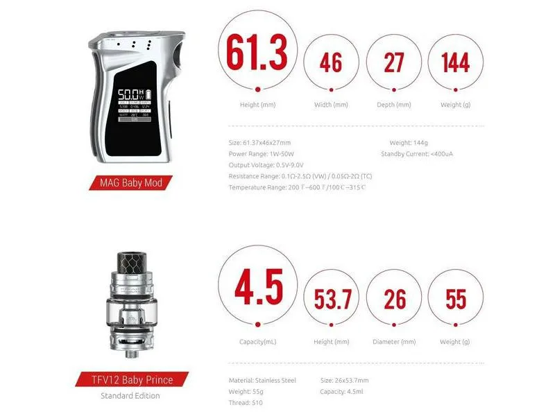 SMOK MAG BABY 50W TC 1600MAH STARTER KIT - Image 2