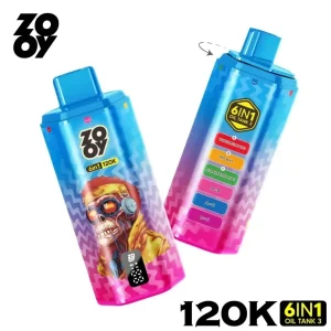 ZOOY Vape 120K Puff 6 In 1 Disposable Vape Kit With Smart Screen | 850mAh Type-C | 20mg/30mg/50mg Nic Salt