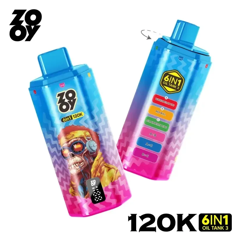 ZOOY Vape 120K Puff 6 In 1 Disposable Vape Kit With Smart Screen | 850mAh Type-C | 20mg/30mg/50mg Nic Salt